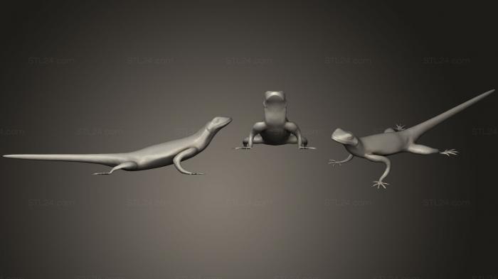 Animal figurines (Rock Agama lizard, STKJ_1422) 3D models for cnc
